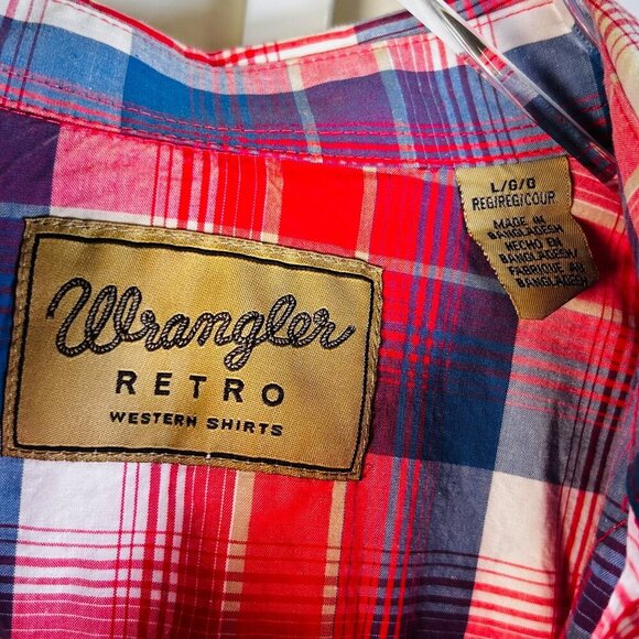 Wrangler Retro Large Plaid Short Sleeve Pearl Snap Western - Picture 3 of 6
